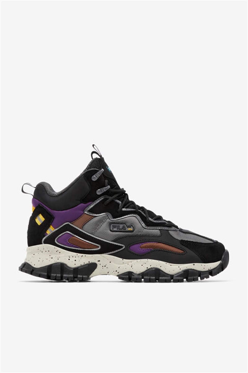 Black / Royal Purple Men\'s Fila Ray Tracer Tr 2 Mid Boots | Saudi Arabia-457139