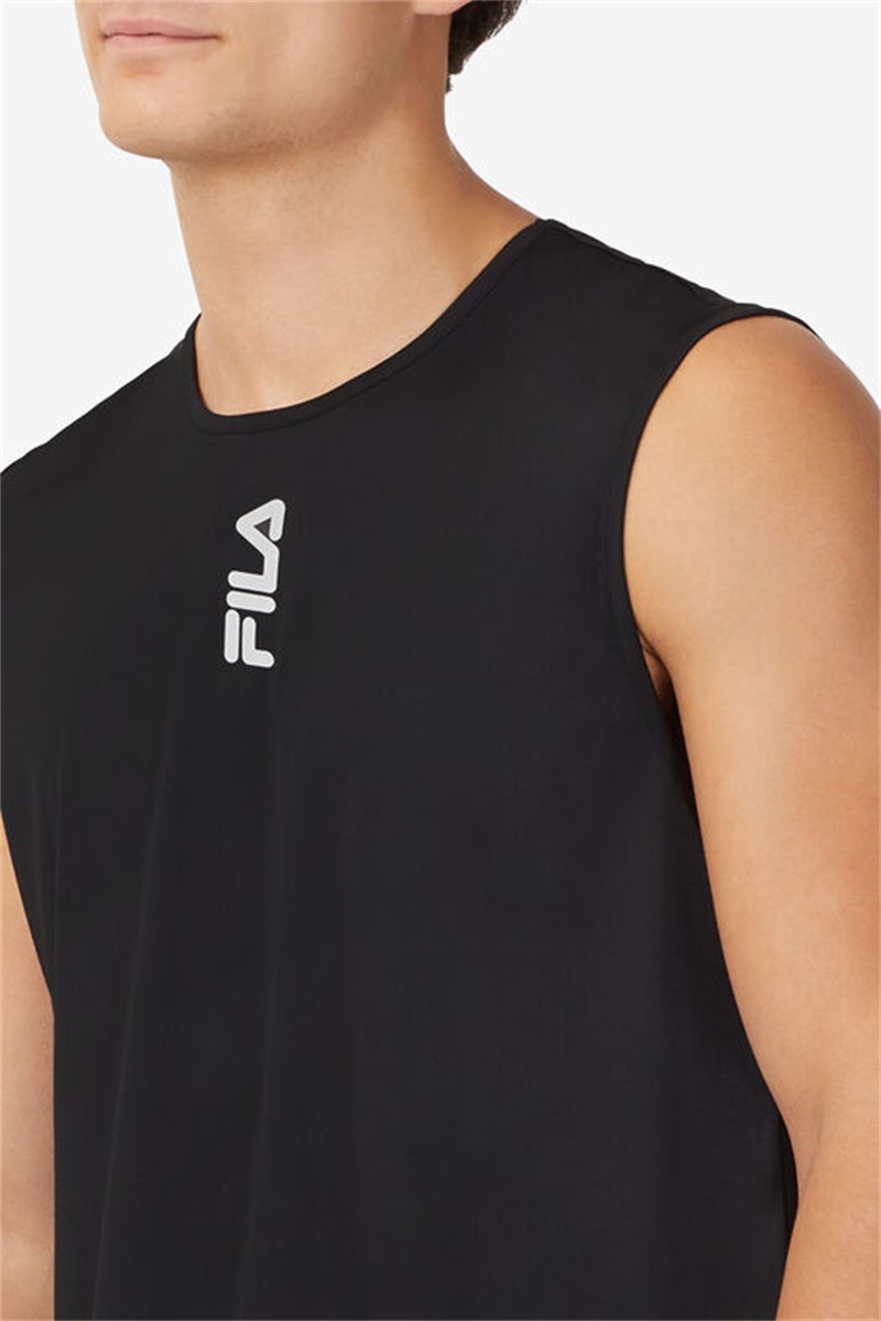 Black / Silver Men's Fila Rep Tanks | Saudi Arabia-082194