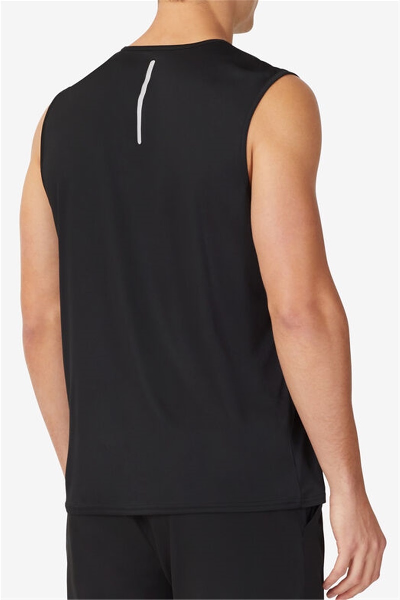 Black / Silver Men's Fila Rep Tanks | Saudi Arabia-082194
