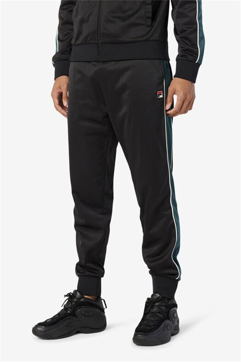 Black / White Men's Fila Elijah Track Pants | Saudi Arabia-407381