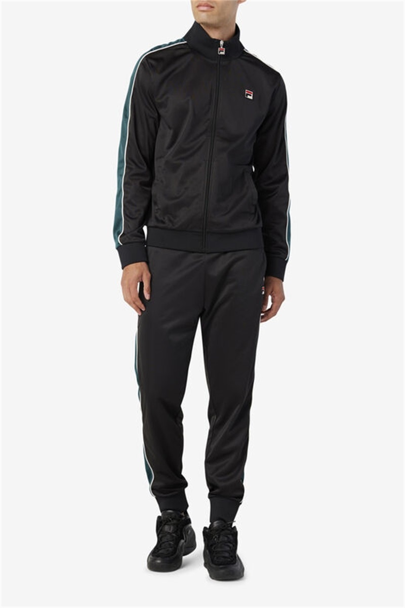 Black / White Men's Fila Elijah Track Pants | Saudi Arabia-407381