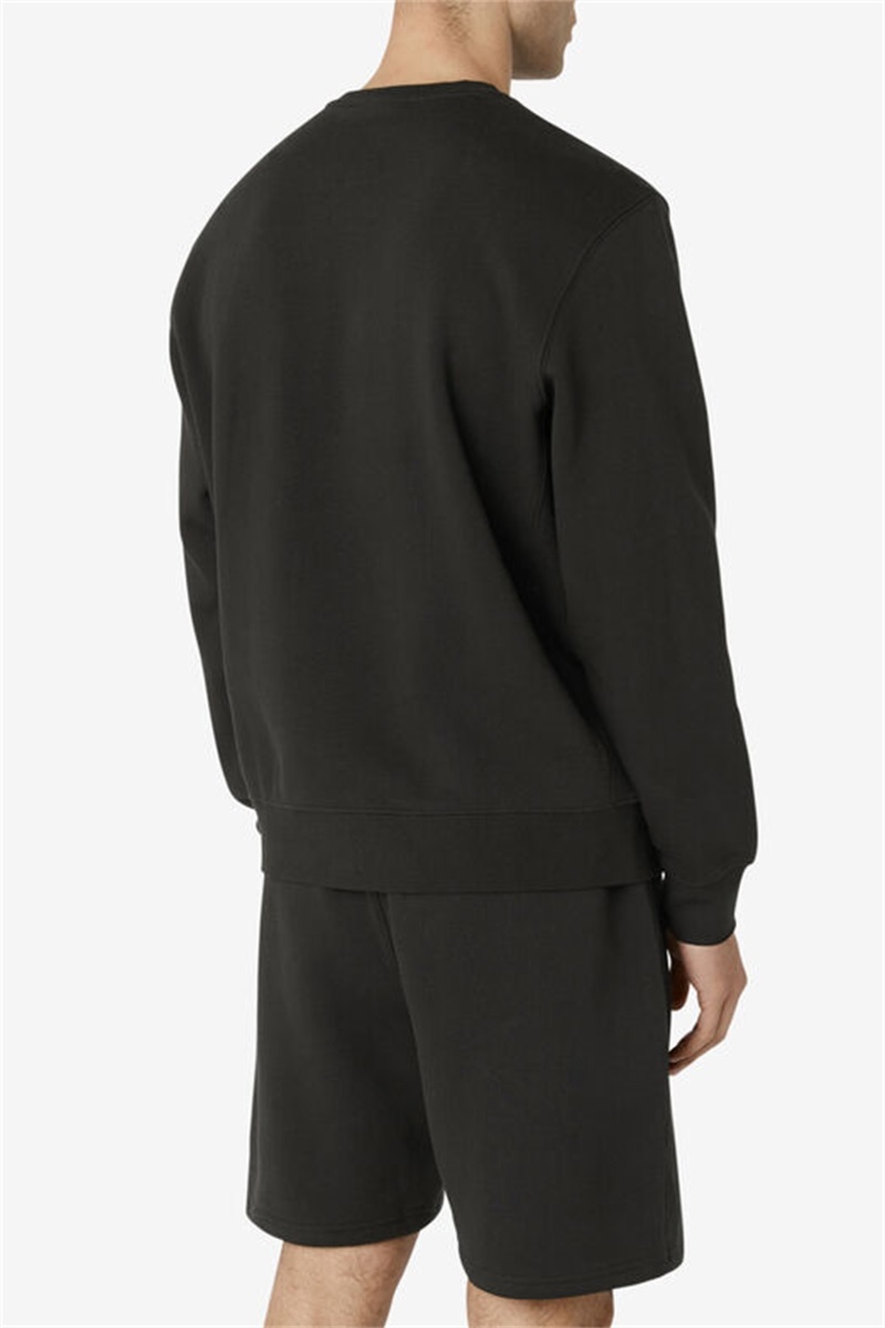 Black / White Men's Fila Garran Crew Sweatshirts | Saudi Arabia-250641