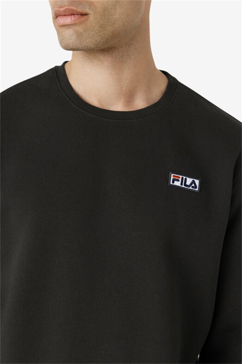 Black / White Men's Fila Garran Crew Sweatshirts | Saudi Arabia-250641