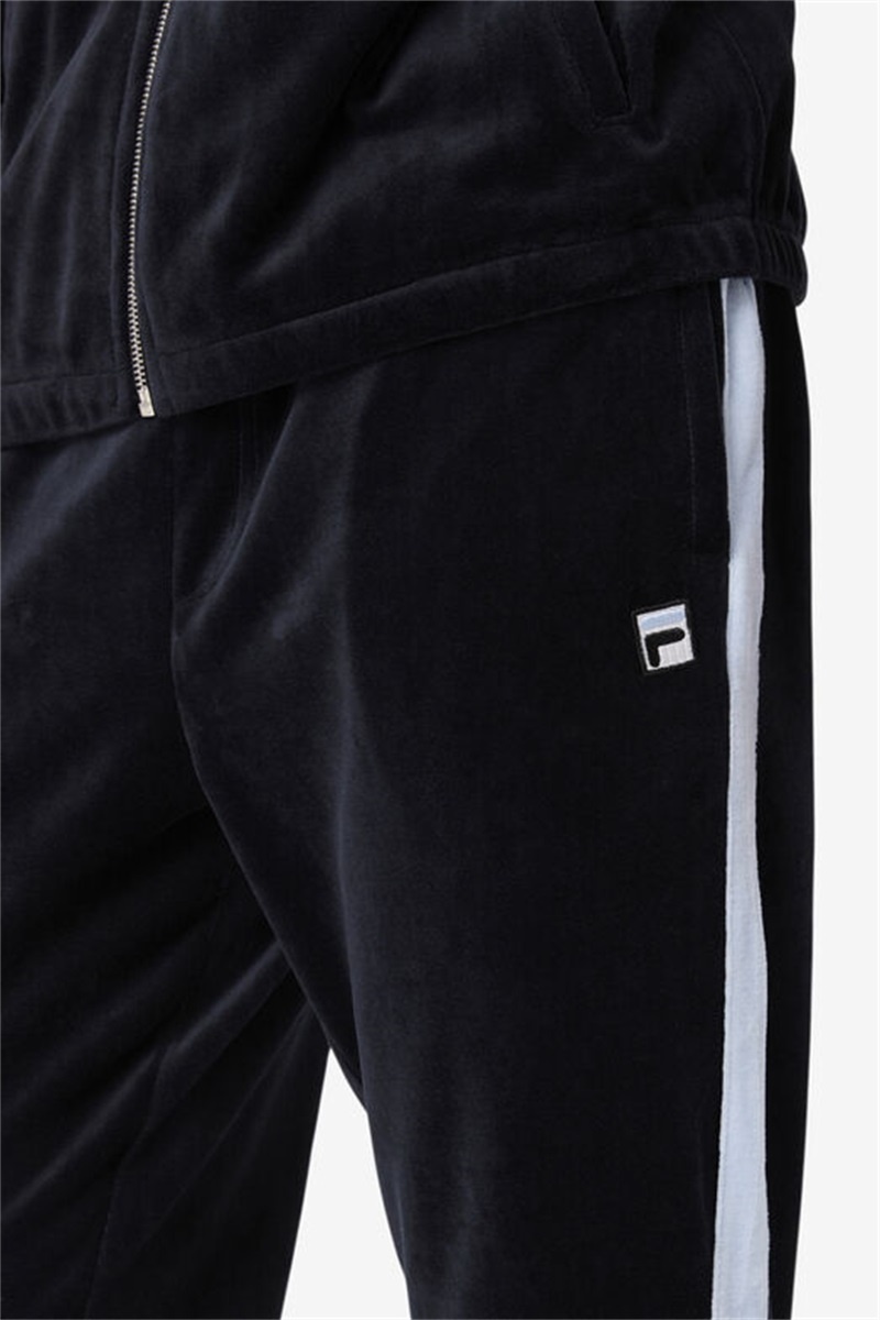Black / White Men's Fila Ravid Velour Pants | Saudi Arabia-836452