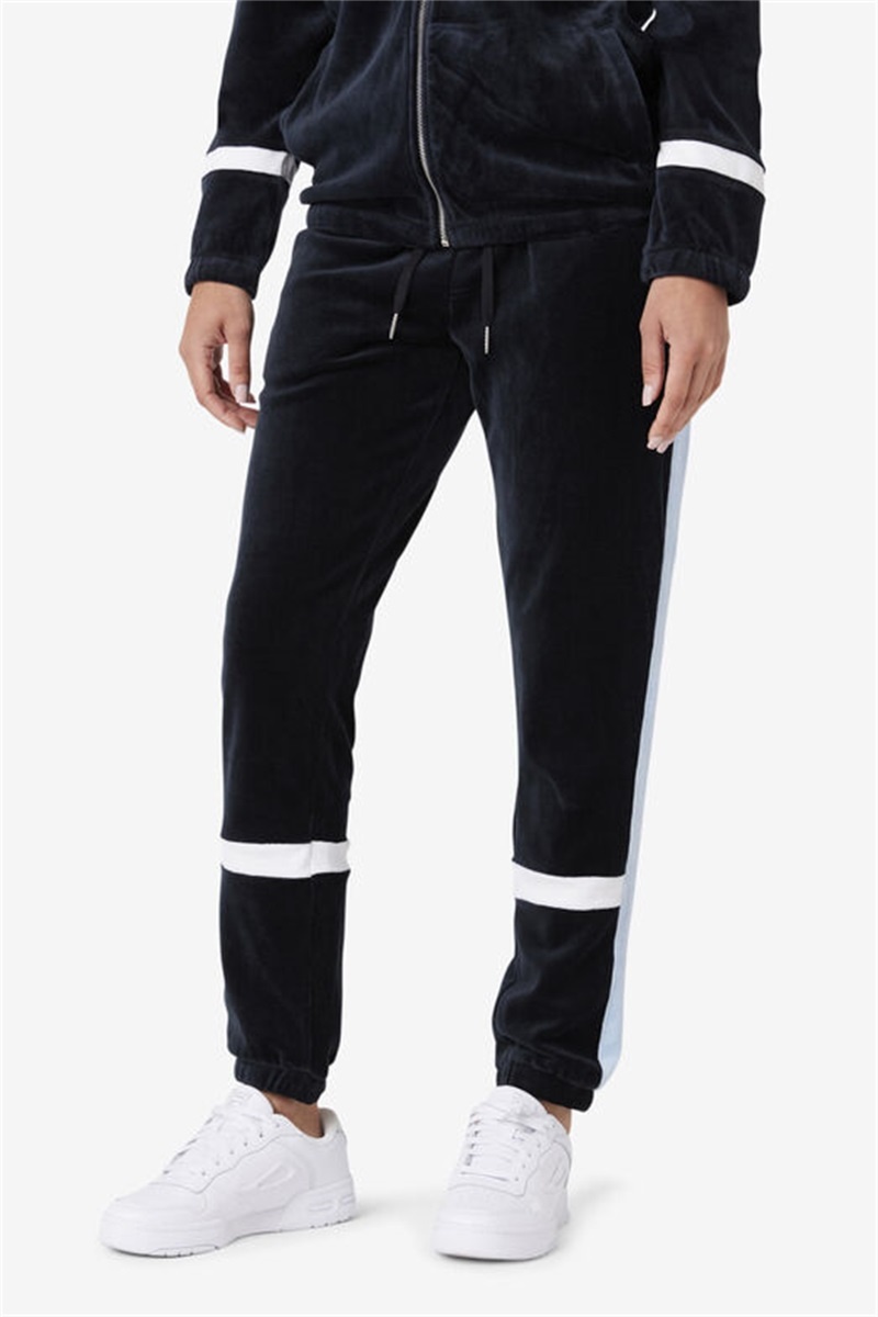 Black / White Men's Fila Ravid Velour Pants | Saudi Arabia-836452