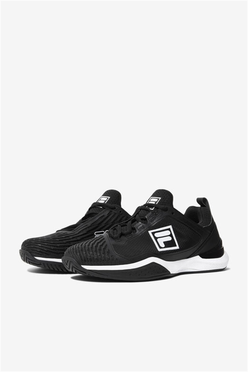 Black / White Men's Fila Speedserve Energized Tennis Shoes | Saudi Arabia-425193