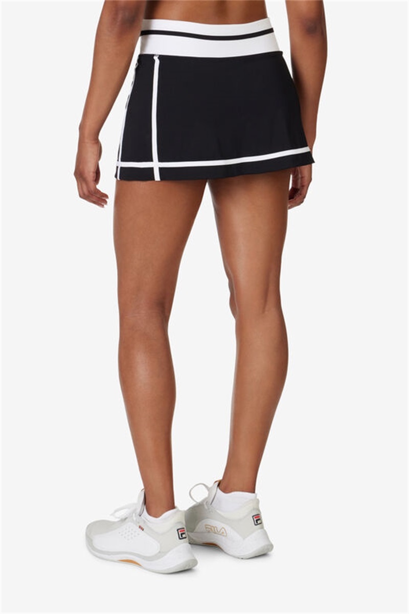 Black / White Women's Fila Essentials 13.5 Inch Skirts | Saudi Arabia-629417