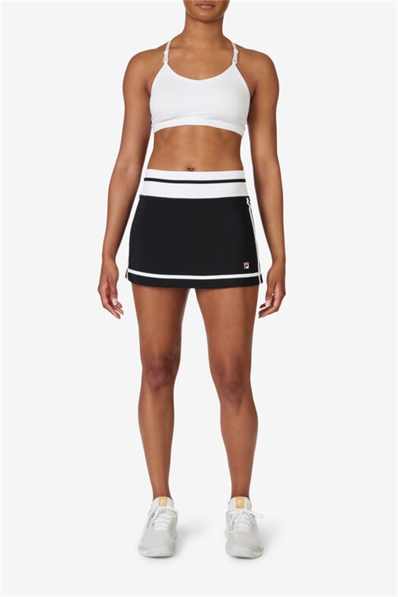 Black / White Women's Fila Essentials 13.5 Inch Skirts | Saudi Arabia-629417
