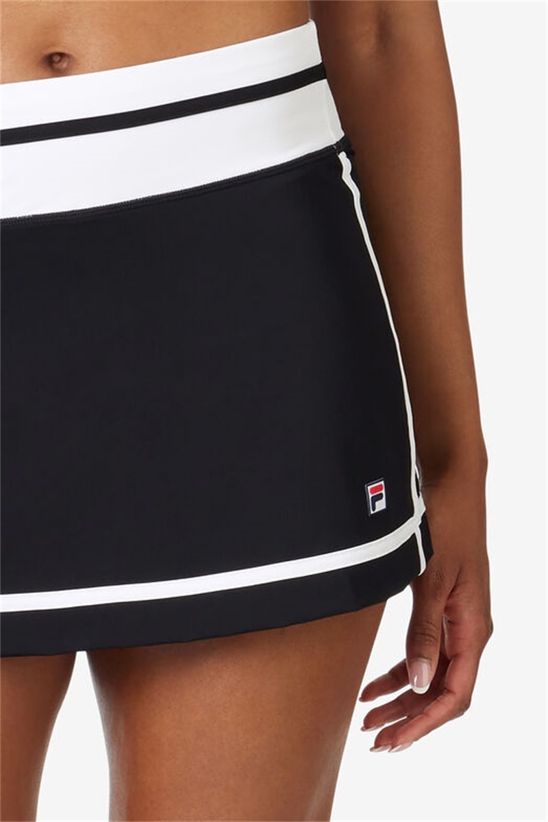 Black / White Women's Fila Essentials 13.5 Inch Skirts | Saudi Arabia-629417