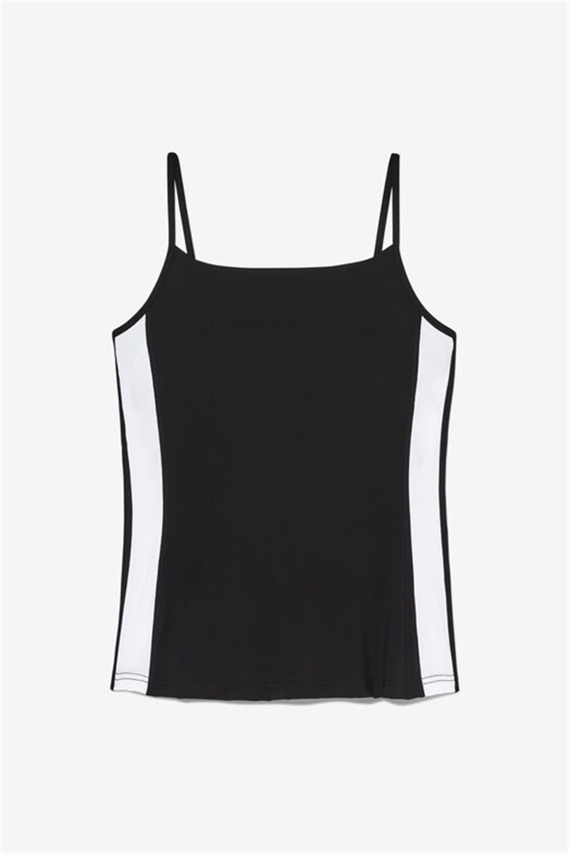 Black / White Women\'s Fila Essentials Cami Tanks | Saudi Arabia-196408