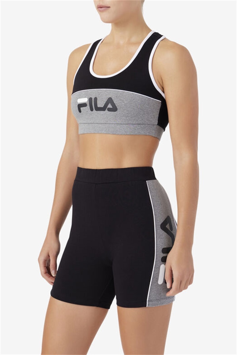Black / White Women's Fila Kairi Top Bras | Saudi Arabia-587436
