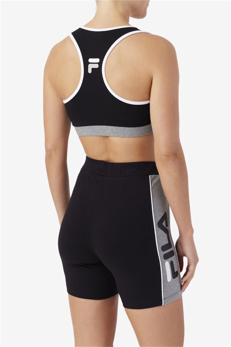 Black / White Women's Fila Kairi Top Bras | Saudi Arabia-587436