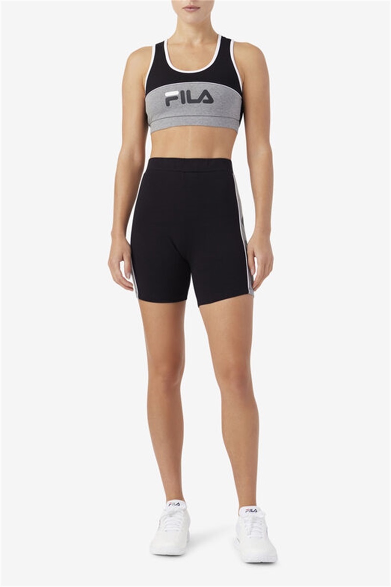 Black / White Women's Fila Kairi Top Bras | Saudi Arabia-587436