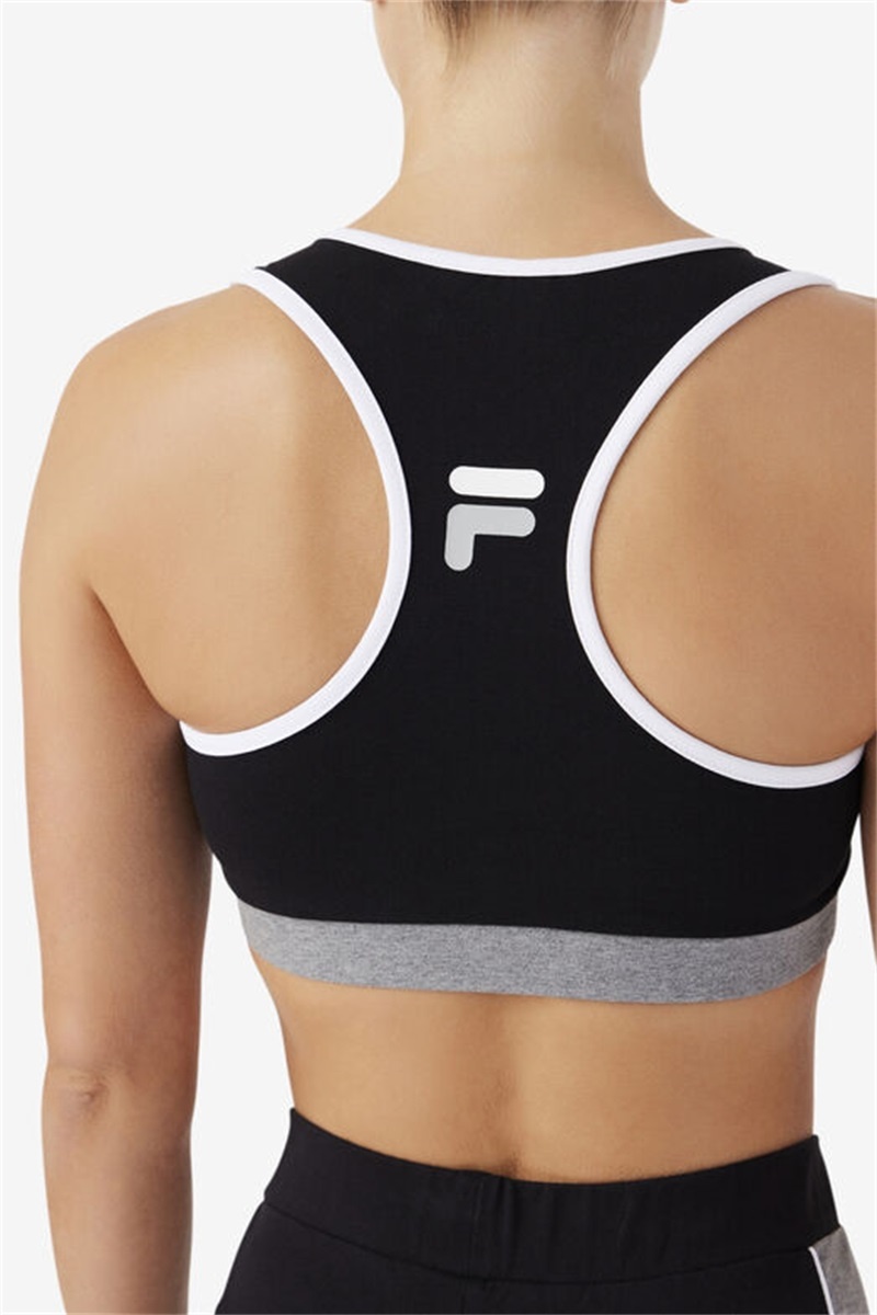 Black / White Women's Fila Kairi Top Bras | Saudi Arabia-587436