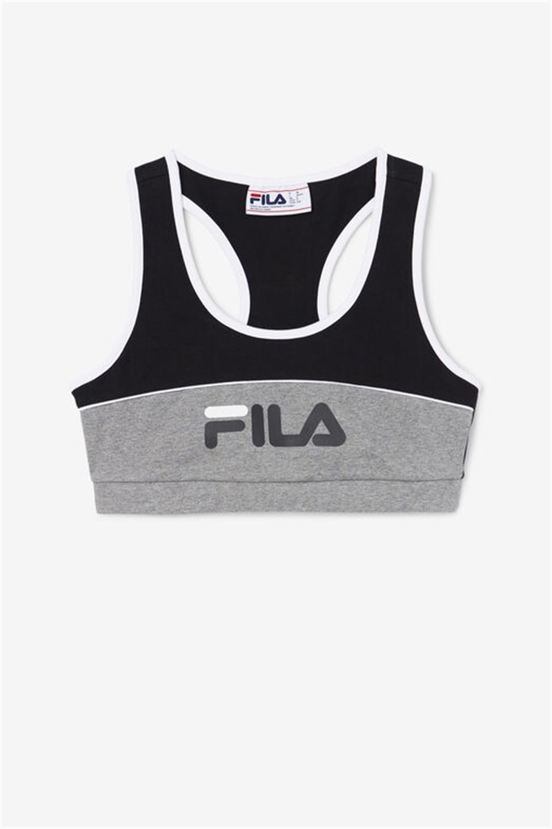 Black / White Women\'s Fila Kairi Top Bras | Saudi Arabia-587436