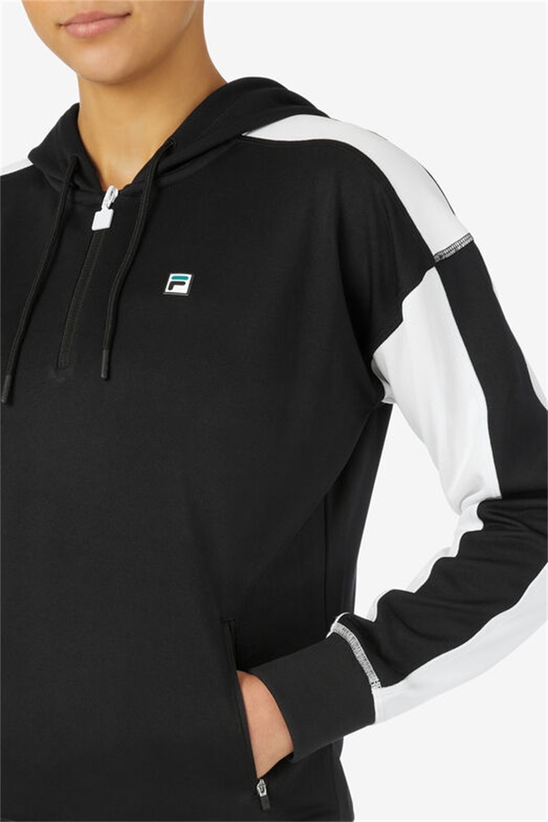 Black / White Women's Fila La Finale Half Zip Tops | Saudi Arabia-602578