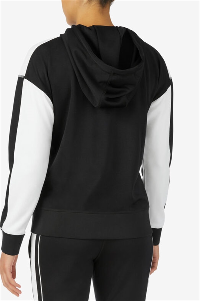 Black / White Women's Fila La Finale Half Zip Tops | Saudi Arabia-602578