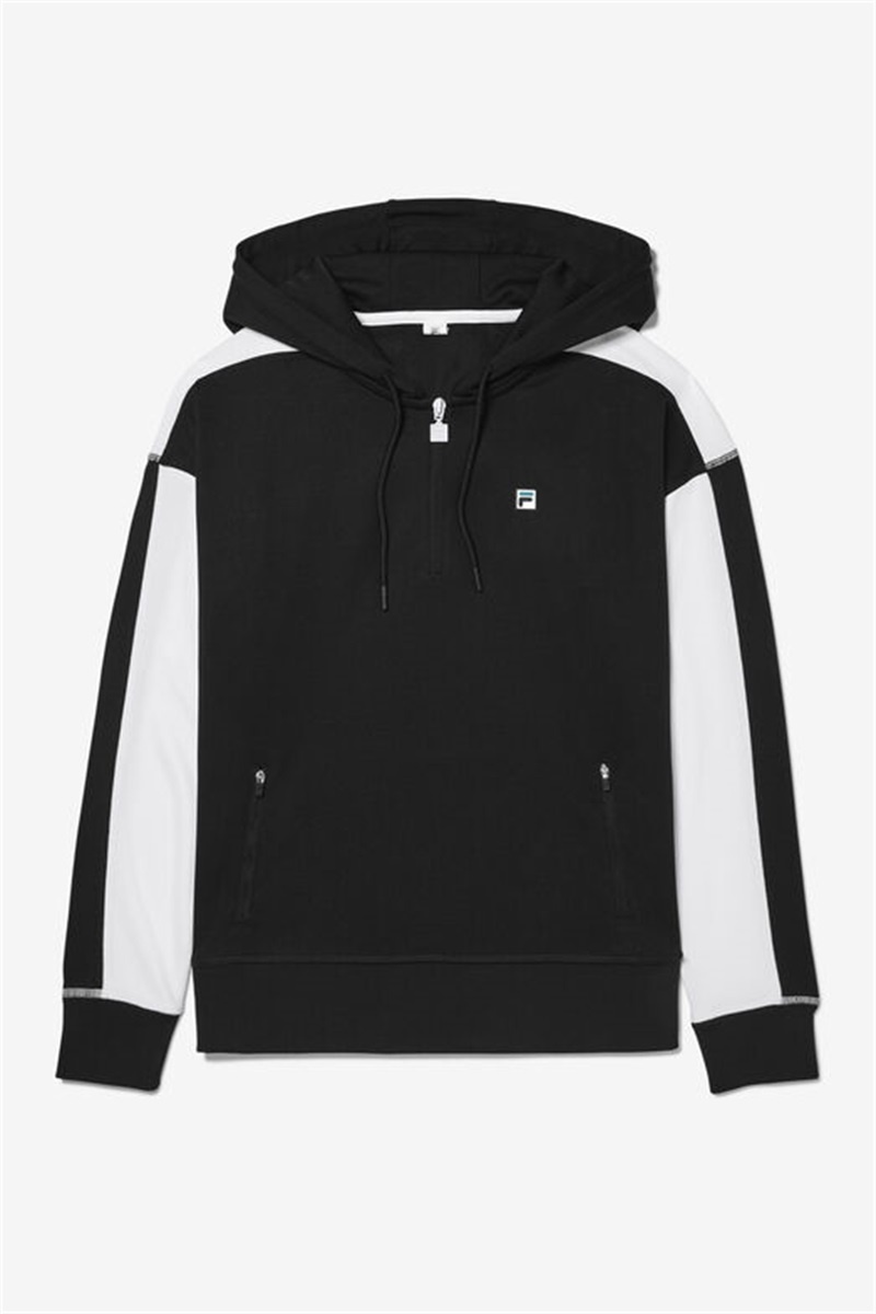 Black / White Women\'s Fila La Finale Half Zip Tops | Saudi Arabia-602578