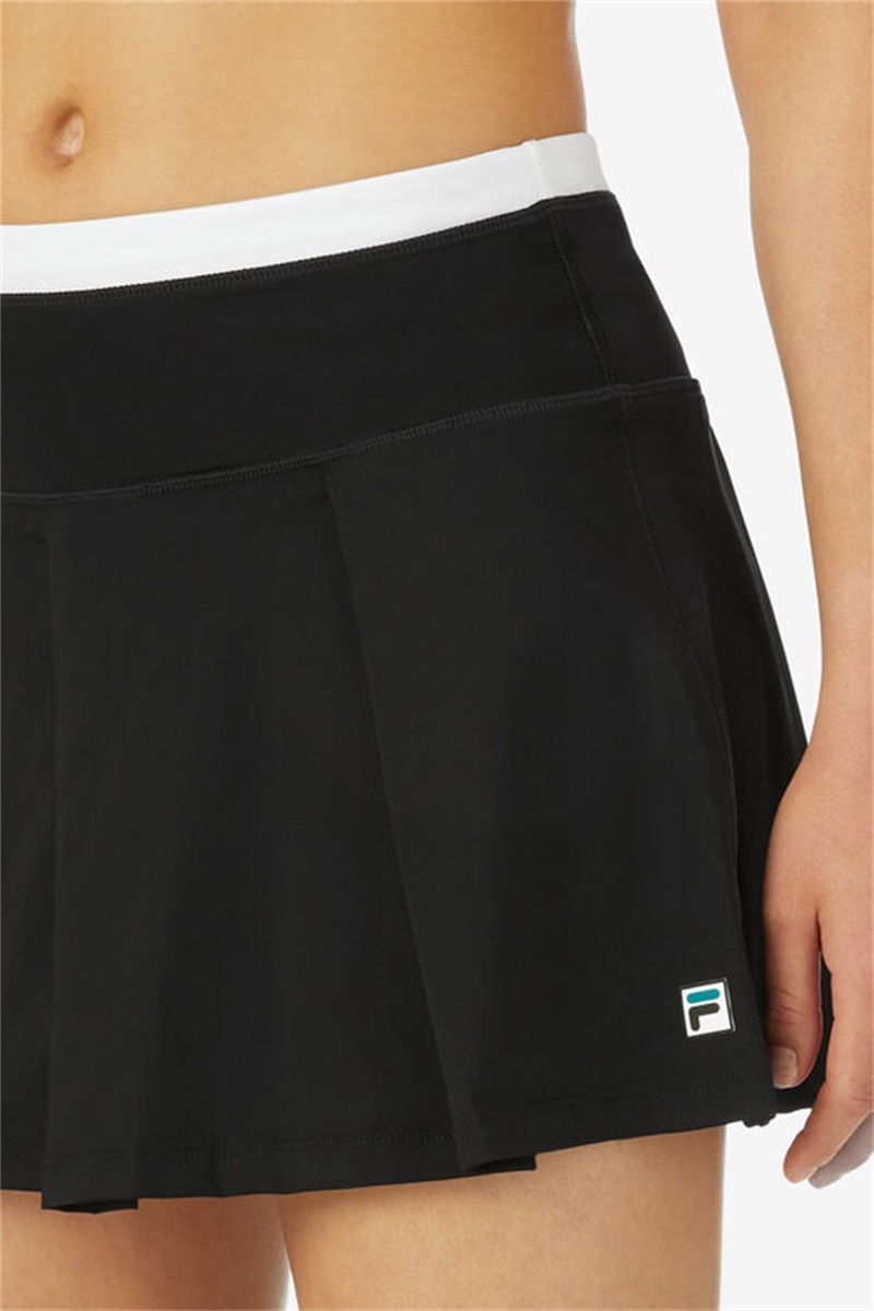Black / White Women's Fila La Finale Pleated Skirts | Saudi Arabia-438126