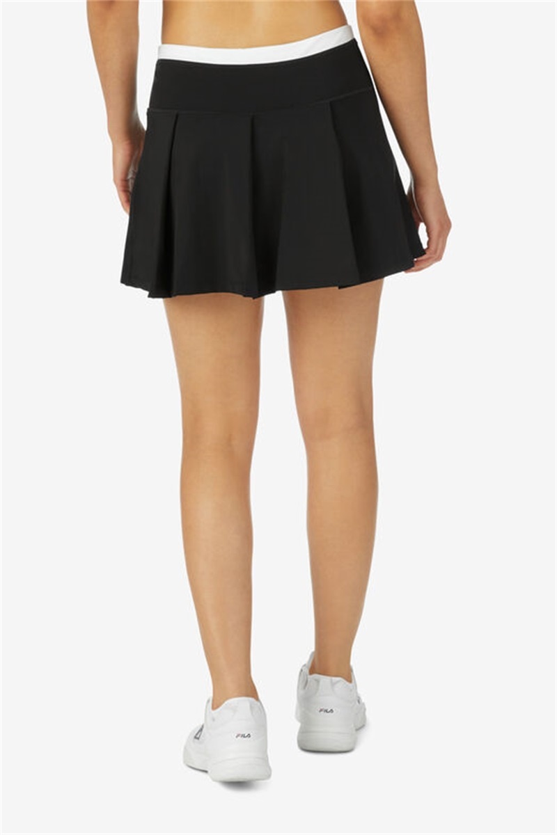 Black / White Women's Fila La Finale Pleated Skirts | Saudi Arabia-438126