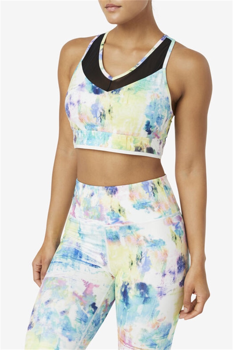 Black / White Women's Fila Uplift Racerback Top Bras | Saudi Arabia-086932
