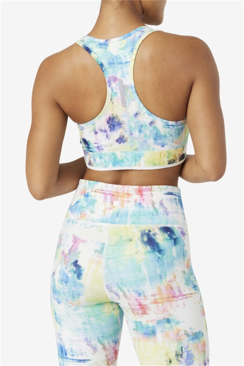 Black / White Women's Fila Uplift Racerback Top Bras | Saudi Arabia-086932