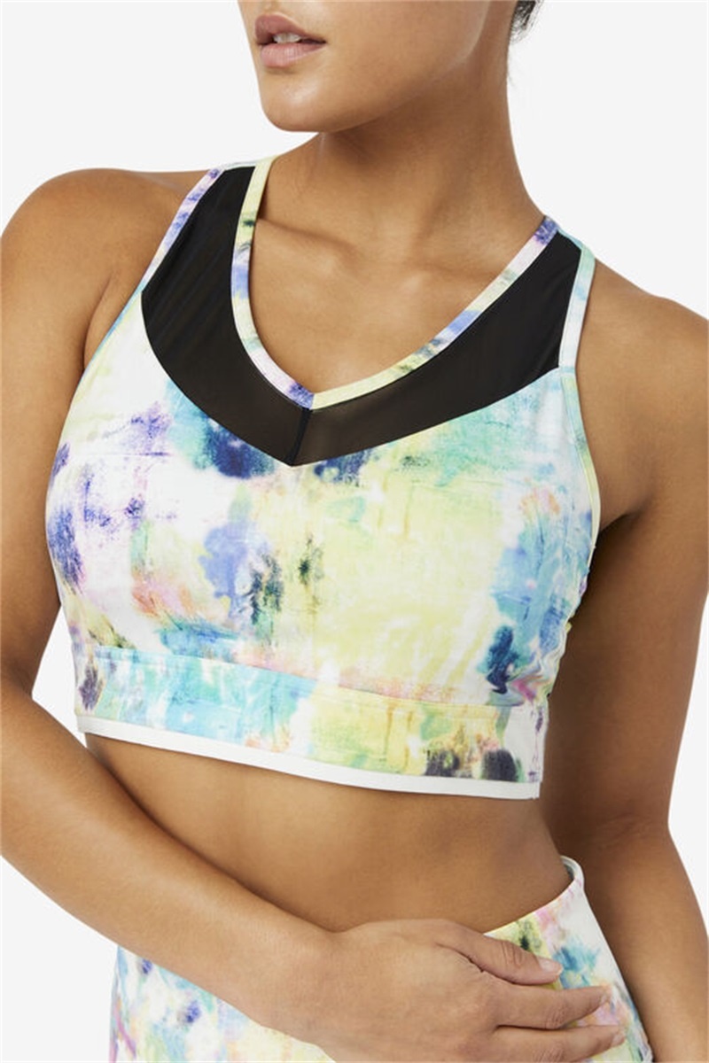 Black / White Women's Fila Uplift Racerback Top Bras | Saudi Arabia-086932