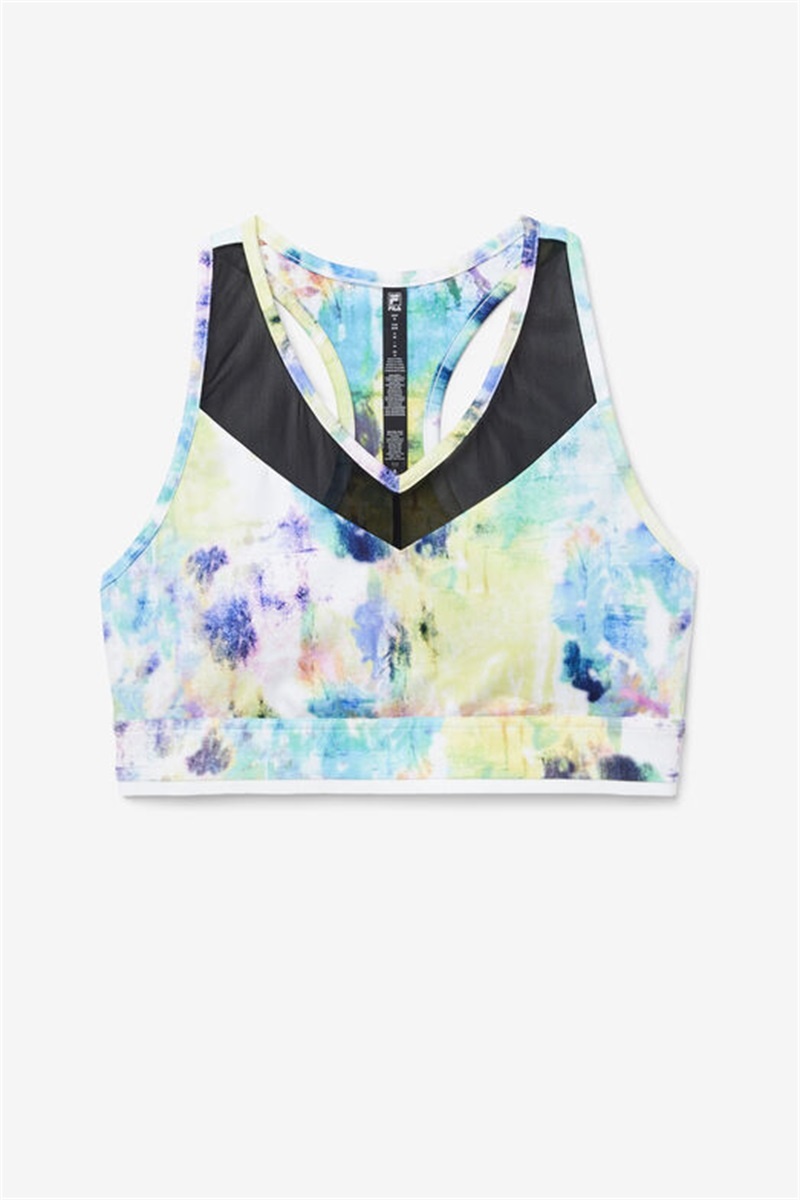 Black / White Women\'s Fila Uplift Racerback Top Bras | Saudi Arabia-086932