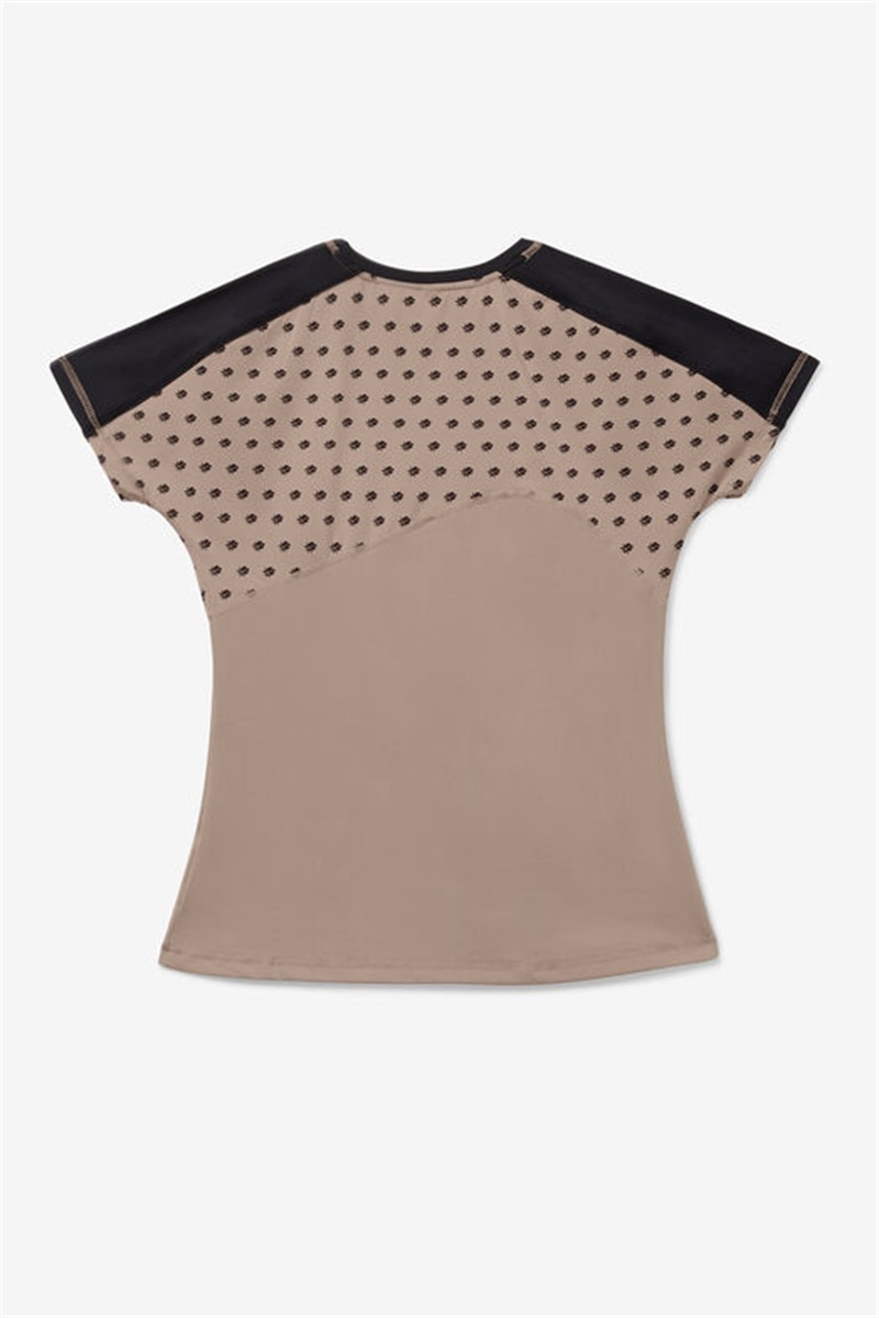 Black / White Women's Fila Wild Card Short Sleeve Tops | Saudi Arabia-520193