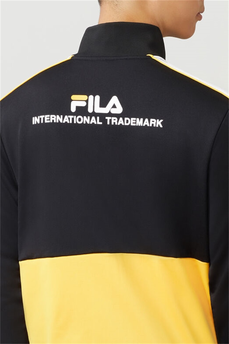Black / White / Gold Men's Fila Michele Jackets | Saudi Arabia-752140