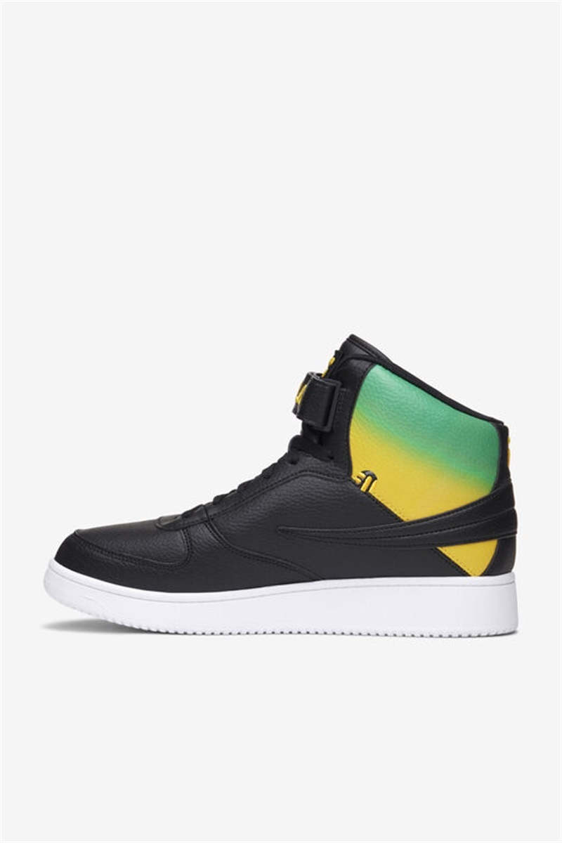 Black / White / Lemon Men's Fila A-High Fade Shoes | Saudi Arabia-925734