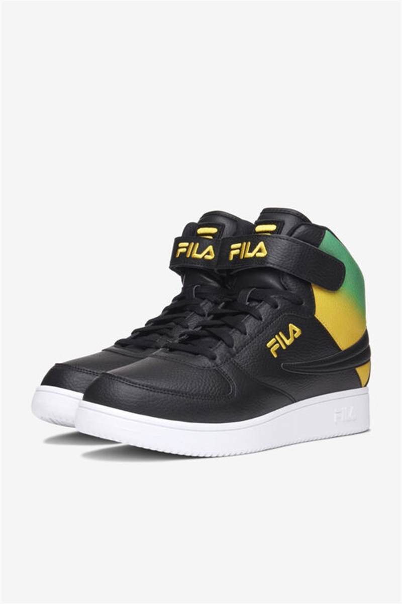 Black / White / Lemon Men's Fila A-High Fade Shoes | Saudi Arabia-925734