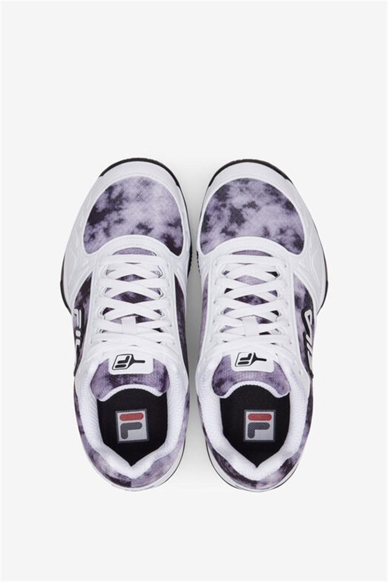 Black / White / Metal Silver Women's Fila Volley Zone Tie Dye Pickleball Shoes | Saudi Arabia-835019