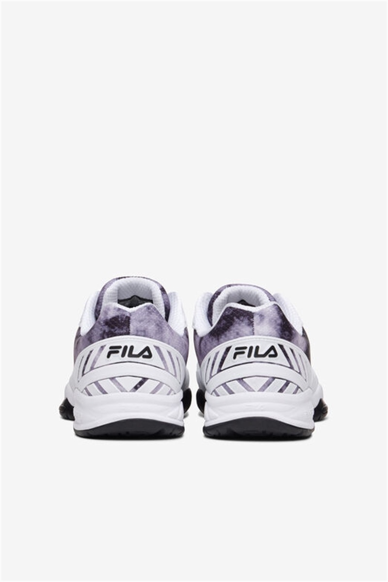 Black / White / Metal Silver Women's Fila Volley Zone Tie Dye Pickleball Shoes | Saudi Arabia-835019