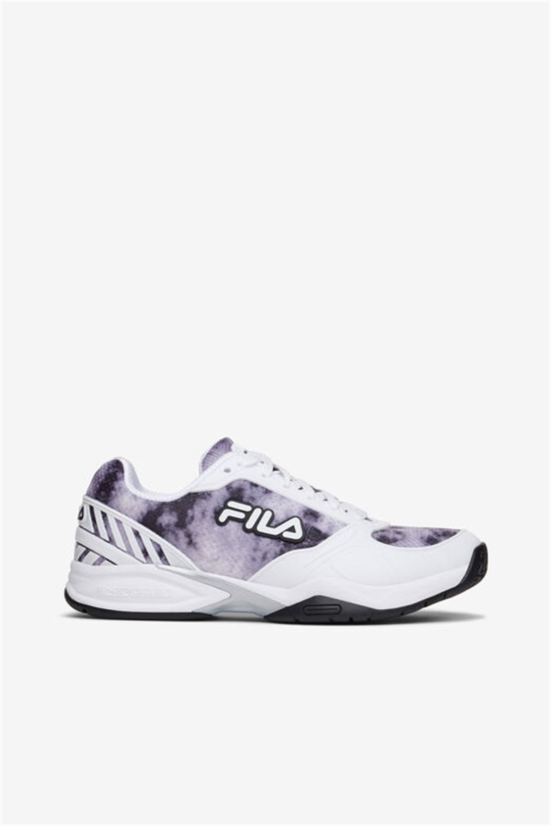 Black / White / Metal Silver Women\'s Fila Volley Zone Tie Dye Pickleball Shoes | Saudi Arabia-835019