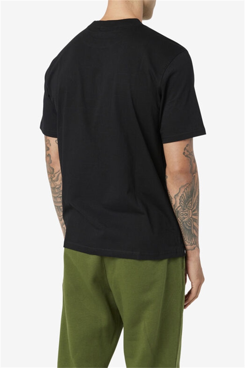 Black / White / Red Men's Fila Borough Tee | Saudi Arabia-802513