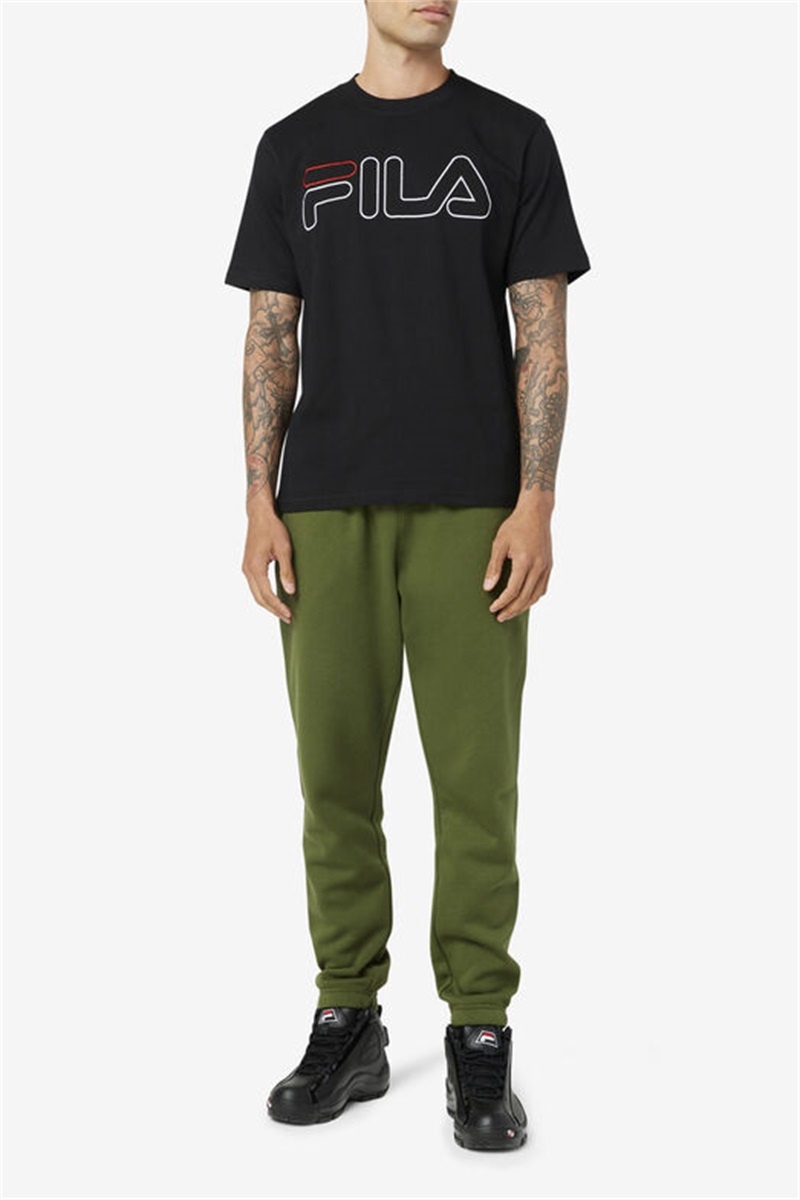 Black / White / Red Men's Fila Borough Tee | Saudi Arabia-802513