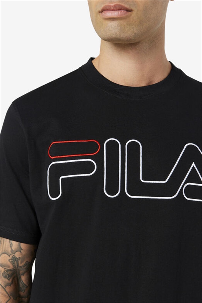 Black / White / Red Men's Fila Borough Tee | Saudi Arabia-802513