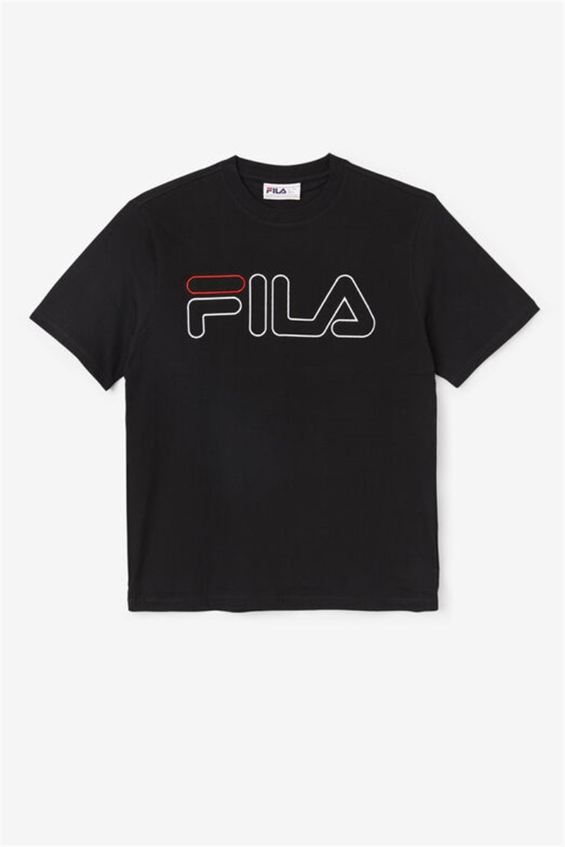 Black / White / Red Men\'s Fila Borough Tee | Saudi Arabia-802513