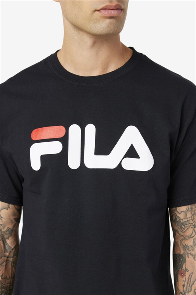 Black / White / Red Men's Fila Logo Tee | Saudi Arabia-162538