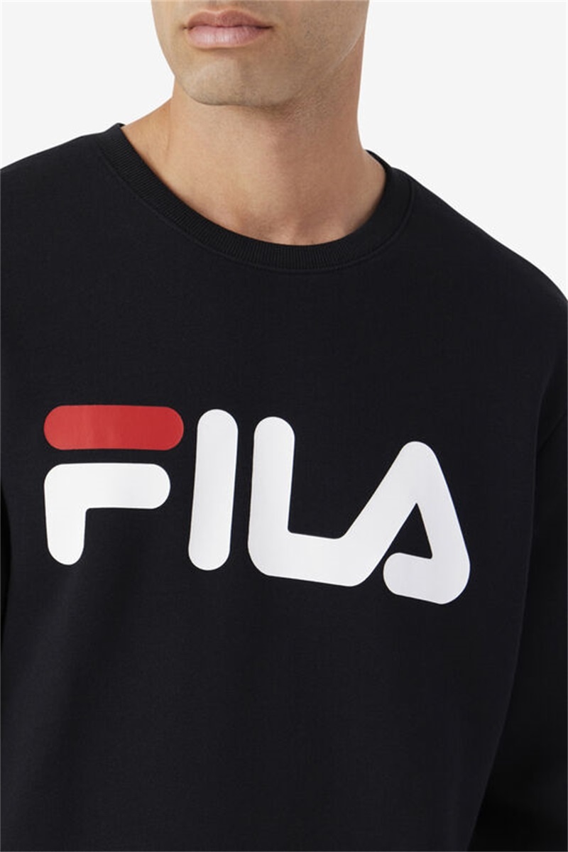 Black / White / Red Men's Fila Zoya Crew Sweatshirts | Saudi Arabia-541968