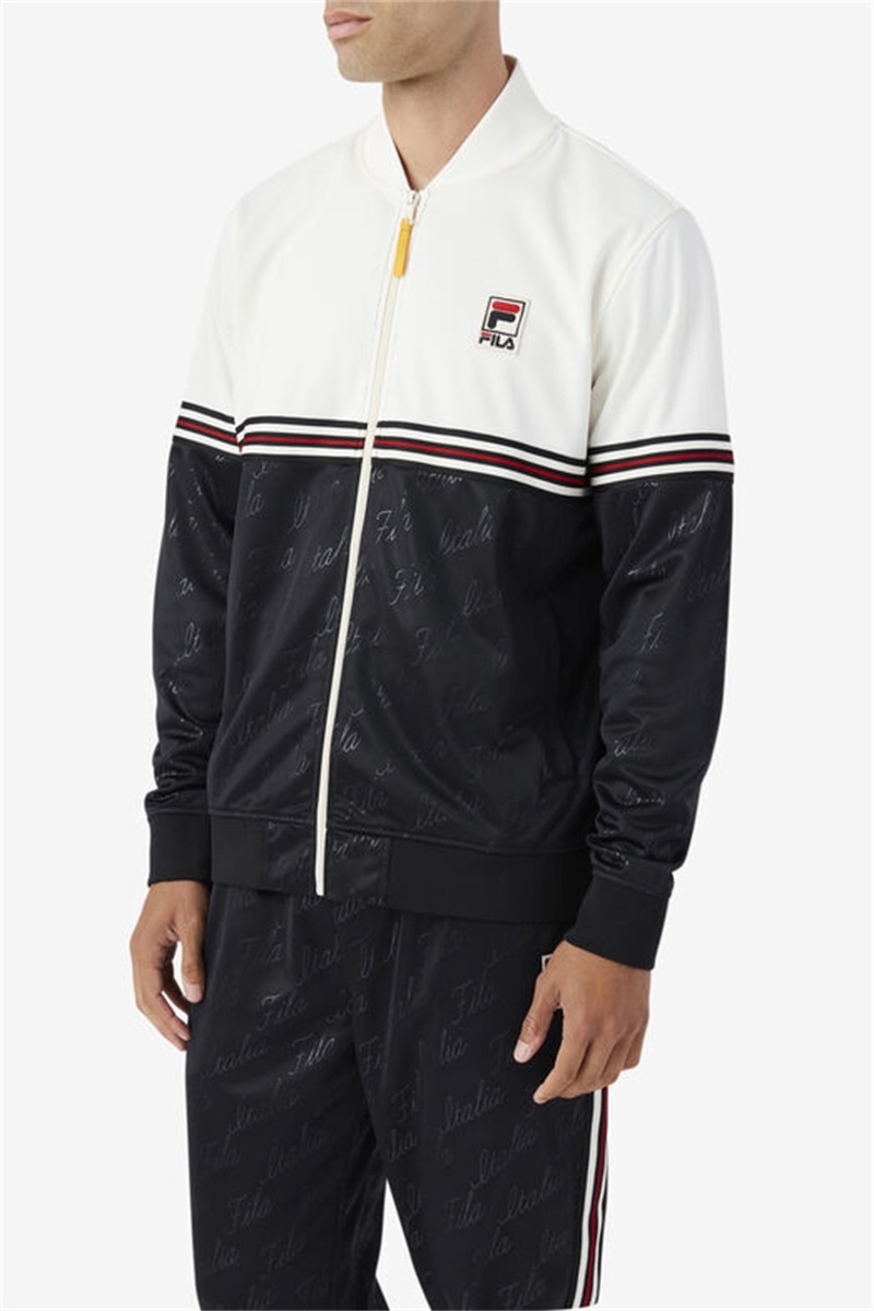 Black / Yellow Men's Fila Ridd Track Jackets | Saudi Arabia-403261