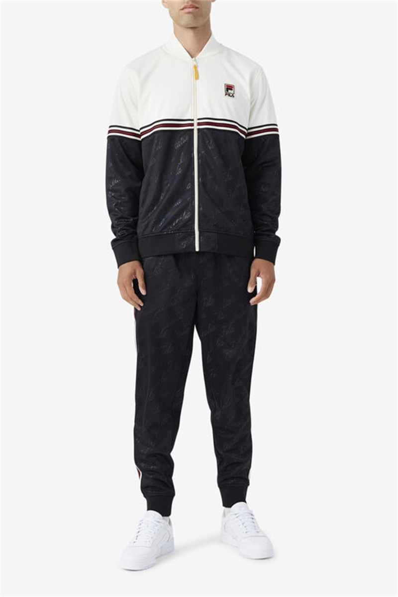 Black / Yellow Men's Fila Ridd Track Jackets | Saudi Arabia-403261