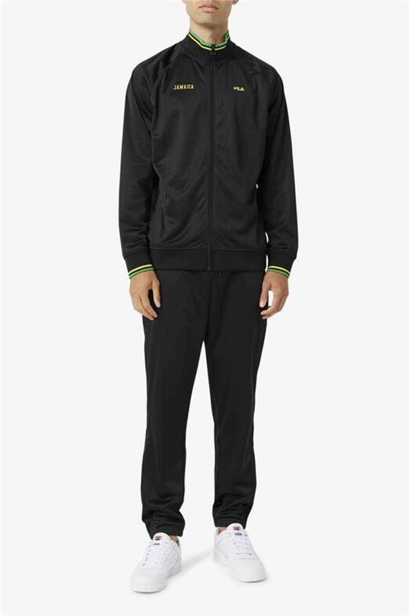 Black / Yellow / Green Men's Fila Jamaica Track Jackets | Saudi Arabia-840975