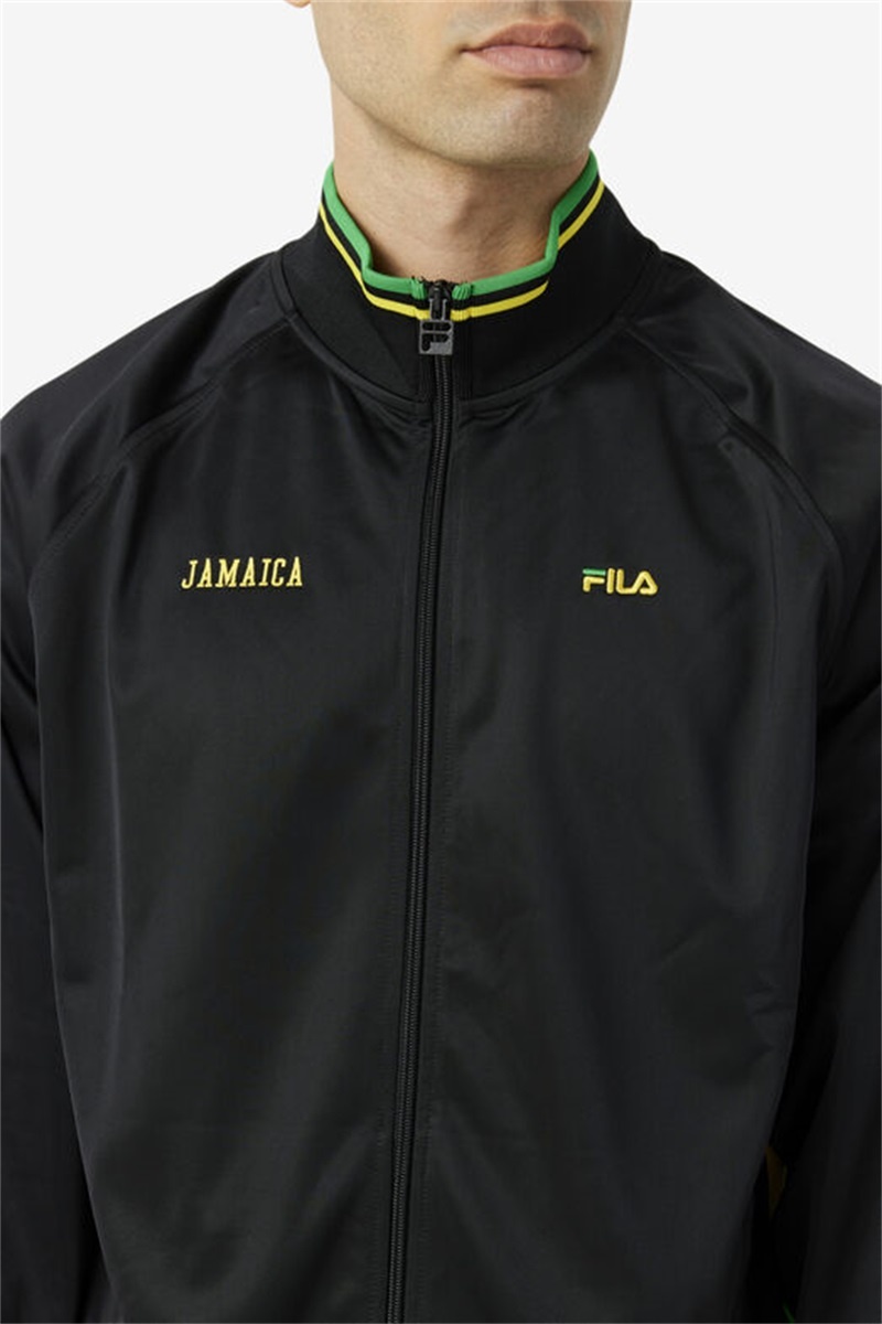 Black / Yellow / Green Men's Fila Jamaica Track Jackets | Saudi Arabia-840975