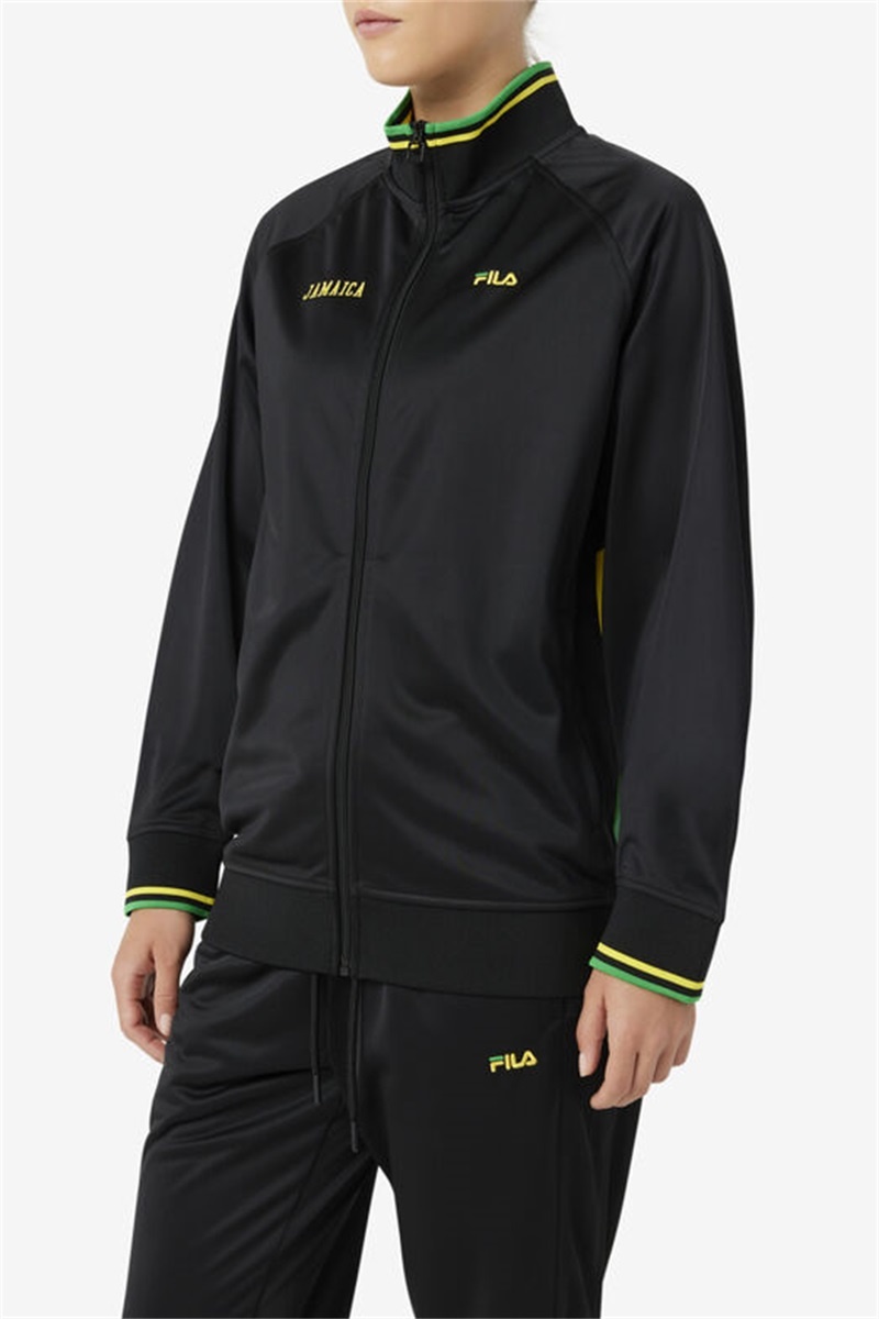 Black / Yellow / Green Men's Fila Jamaica Track Jackets | Saudi Arabia-840975