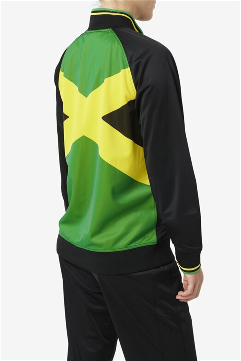 Black / Yellow / Green Men's Fila Jamaica Track Jackets | Saudi Arabia-840975