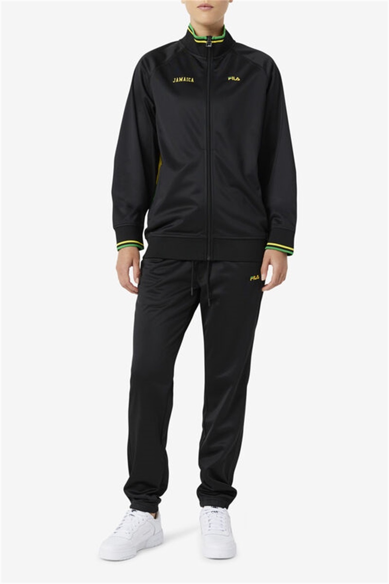 Black / Yellow / Green Men's Fila Jamaica Track Jackets | Saudi Arabia-840975