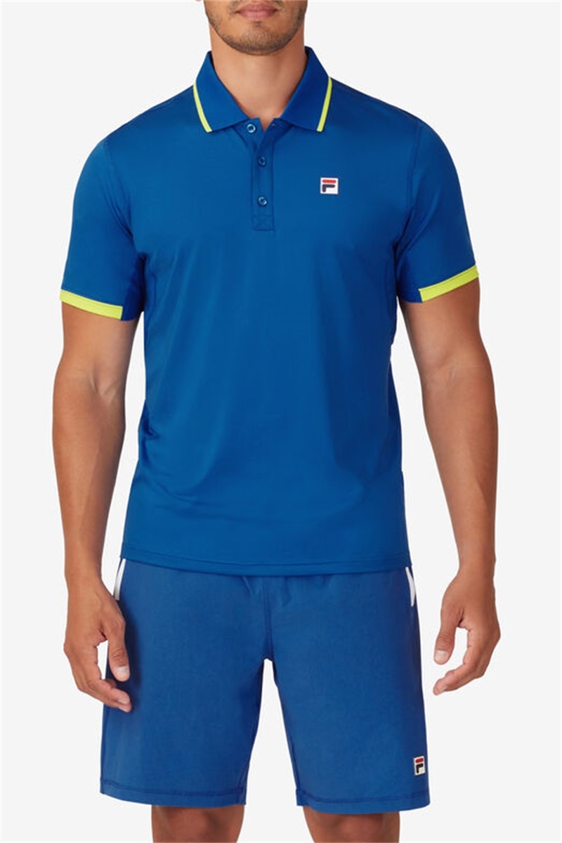 Blue Men's Fila Center Court Short Sleeve Polo Shirts | Saudi Arabia-859716