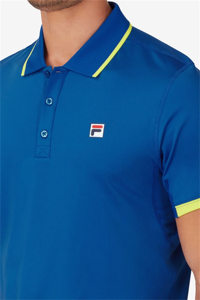 Blue Men's Fila Center Court Short Sleeve Polo Shirts | Saudi Arabia-859716